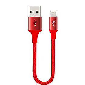 Dây cáp dù sạc nhanh Lightning Bagi dài 20cm IS20 màu đỏ cho Iphone/Ipad/Ipod -Hàng chính hãng