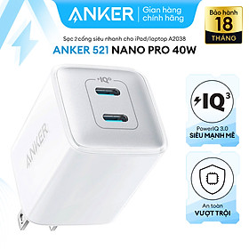 Hình ảnh Sạc ANKER 521 Nano Pro 40W 2 Cổng USB-C PiQ 3.0 tương thích PD - A2038