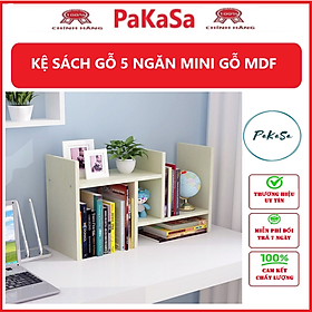 Kệ Sách Gỗ Để Bàn , Kệ Sách Gỗ Để Bàn Lắp Ghép 6 Thanh ,Kệ Sách Mini 5 Hộc Để Đồ Tiện Lợi , Thiết Kế Nhỏ Gọn Sang Trọng- Hàng Chính Hãng