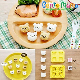 Bộ khuôn ép cơm Gấu Bear mini 4 viên