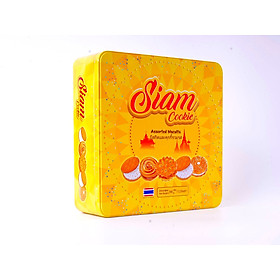 Bánh quy Siam mix các vị 390g hộp sắt vuông - màu vàng