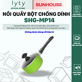 Mua  Hàng Chính Hãng  Nồi Quấy Bột Chống Dính Sunhouse SHG-MP14 Màu Xanh - Kích thước 14 cm  Không dùng được cho bếp từ  truyền nhiệt nhanh  giữ nhiệt tốt