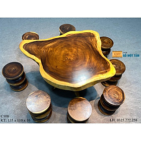 Mua Bàn Sân Vườn Gỗ Me Tây  Bàn Phòng Khách Gỗ Me Tây  Bàn Gỗ Me Tây Nguyên Tấm Dài 1 35m Rộng 1 1m Dày 10cm