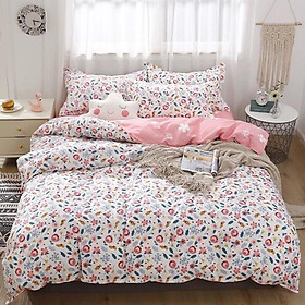 Set Cotton Poly Nhập Khẩu Cao Cấp 4 Món Hoa Lựu Hồng mẫu 2020