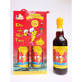 Hộp 2 chai 50 đạm (500ml) - Nước mắm nhĩ cá cơm Nha Trang Hương Liên, sánh đặc cốt cá, ủ chượp thùng gỗ cùng muối tinh khiết, sạch sẽ, không chất bảo quản