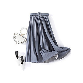 Chân váy xếp ly dáng dài có đai chất vải không nhăn Free size VAY36