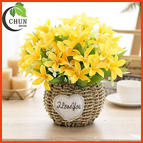 Mua Hoa giả  Giỏ hoa lụa giả mây đan Vintage nhiều mẫu trang trí nhà cửa  văn phòng  cửa hàng  làm đạo cụ chụp ảnh