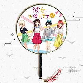 Quạt tròn in hình Kanojo Okarishimasu DỊCH VỤ THUÊ BẠN GÁI anime chibi quạt cầm tay cổ trang cosplay