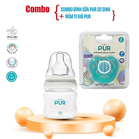 Combo Bình sữa Pur sơ sinh + Núm ti giả Pur