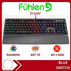 Bàn phím cơ gaming Fuhlen Eraser Led Rainbow/ Kê tay tháo rời- Hàng chính hãng