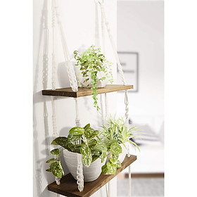 Kệ Gỗ Thông 2 tầng. Kệ treo tường tết dây thủ công Kt 40x15