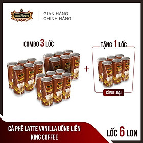 Combo 3 lốc Cà Phê Latte Vanilla Uống Liền KINGCOFFEE - Lốc 6 lon