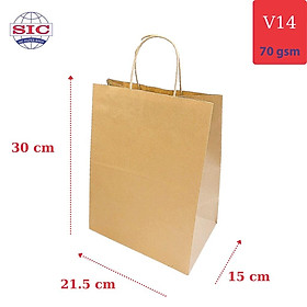 Mua 10 CHIẾC TÚI GIẤY KRAFT V14: 21.5x15x30 cm CÓ QUAI ( ẢNH THẬT)