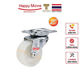 Bánh xe nylon tải nhẹ inox 304 càng xoay 360 độ 50-65-75mm - Happy Move Thái Lan