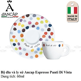 Bộ đĩa và ly sứ chấm bi Ancap Punti di Vista