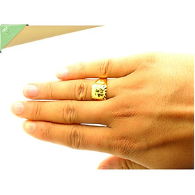 Combo Nhẫn nam Phong Thủy kèm Hộp đựng lót Nỉ, Khắc Chữ CÁT TƯỜNG, Chữ PHÁT, Chữ LỘC, Hợp Kim không rỉ, mạ vàng 18K, Size Nhẫn 18, Phù Hợp Nam Từ 55 – 80kg