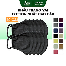 Khẩu Trang Vải Nam Nữ Khẩu Trang Màu Đen Huyên Bí Cotton Nhật Cao Cấp Chống Nắng Combo 10 Cái
