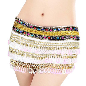 Women Belly Dance Skirt Dancewear Hip Belt Sparkly Tassel Scarf Belt Hip Scarf Wrap for Performance Samba Dancer Music Festival Themed Party