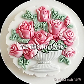 Mua Khuôn rau câu sinh nhật  cưới hỏi hình tròn bình hoa hồng – Mã số 1037