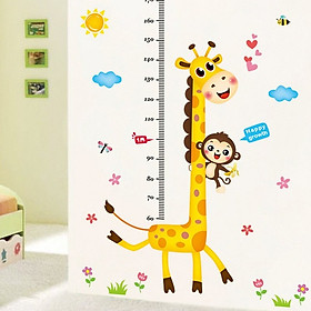 Mua Decal dán tường thước đo chiều cao cho bé hươu cao cổ khỉ con ngộ nghĩnh