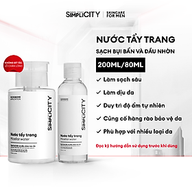 Nước tẩy trang sạch bụi bẩn và dầu nhờn tức thì Men Stay Simplicity Micellar water 80ml/200ml