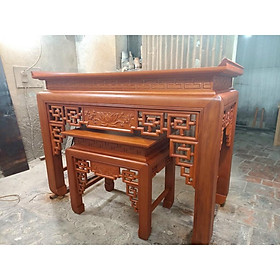 Mua BÀN THỜ ÁN GIAN GỖ SỒI 1M75 – MẪU TRẠM SEN Phun Màu Gỗ Hương