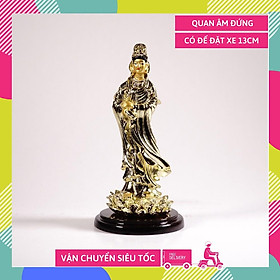 Mua Tượng phật Quan Âm Bồ Tát đứng có đế Mạ vàng - Cao 13cm