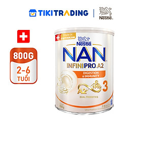 Sữa bột NAN INFINIPRO A2 3 với công thức đầu tiên chứa đạm A2, 6HMO & Lợi khuẩn kép nhập khẩu Thụy Sĩ - Hộp 800g (2 - 6 tuổi)
