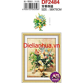 Mua Tranh đính đá kim cương AB Bình Hoa Khoe Sắc DF2484 (chưa đính)