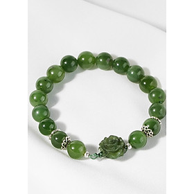 Vòng tay ngọc bích phối hoa mẫu đơn Ngọc Quý Gemstone