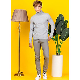 Áo thun len tay dài AT412 xám trắng cổ cao - XXL