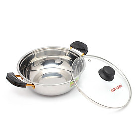 Mua Nồi lẩu Inox nắp kiếng-Nhiều kích thước từ 20cm-26cm (tặng 2 vá canh tiện dụng