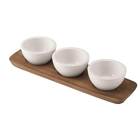 Sét 3 bát nước chấm Villeroy & Boch kèm khay gỗ xinh xắn hàng chính hãng