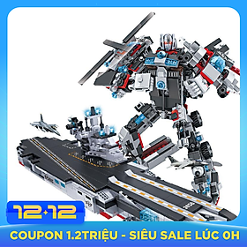 Đồ chơi lắp ráp trẻ em bằng nhựa ABS an toàn -Tàu chiến MECH và SIEU ROBOT BẢO VỆ TRÁI ĐẤT- LEGO STYLE