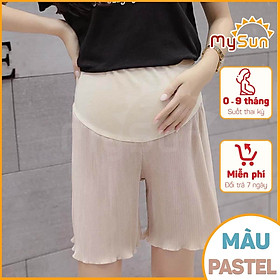 Quần đùi sooc short ngắn cho bà bầu 0 - 9 tháng vải lụa mềm mặc ở nhà đẹp chính hãng MySun