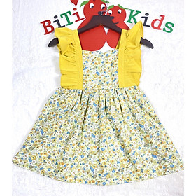 Đầm bé gái,váy trẻ em 2 dây phối bèo vải cotton cao cấp siêu xinh cho bé ,BITIKIDS size 1 đến 8 tuổi