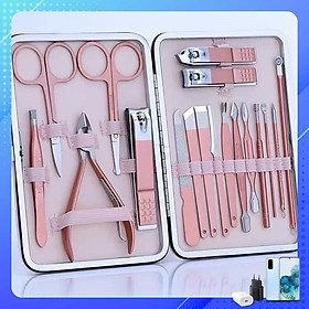 Bộ Bấm Móng Tay 18 Món Dụng Cụ Làm Nail Cây Nặn Mụn Lấy Khóe Kìm Dũa Nhíp