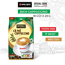 Cà phê sữa hòa tan Napoly Coffee Cappuccino bổ sung Socola túi lớn (18 gói x 29g)