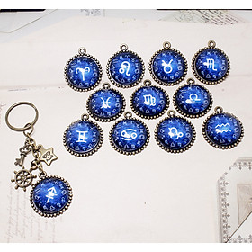 Móc khóa 12 cung hoàng đạo Zodiac tông xanh dương 06646-M11