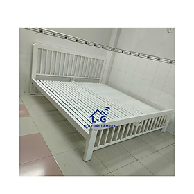 Giường sắt hộp vuông sọc trắng cao cấp rộng 1m4x2m