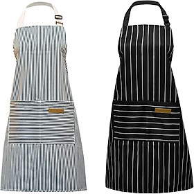 2 miếng bông apron nấu bằng vải lanh, phế liệu nhà bếp có thể điều chỉnh với túi unisex nấu tạp dề để nấu bánh làm vườn café
