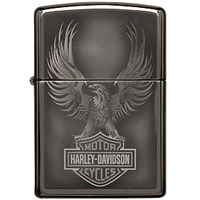 Bật Lửa Zippo 49044 Zippo Harley-Davidson Bar & Shield Logo Black Ice