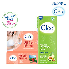 Combo Kem Giảm thâm nách chiết xuất lá lộc đề Cleo 35g và Lotion Tẩy lông