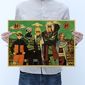 Tranh trang trí tổng hợp nhân vật Naruto - Kakashi - Jiraiya - Minato Poster giấy Kraft [B001] 