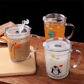 Mua Cốc pha sữa chịu nhiệt thủy tinh chia vạch có nắp và ống hút tiện lợi cho bé