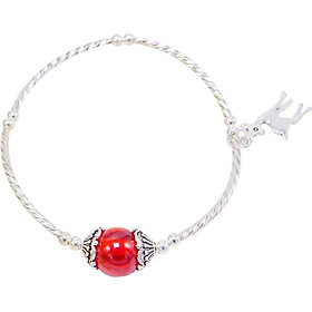 Vòng Tay Nữ Bạc Charm Thạch Anh Đỏ