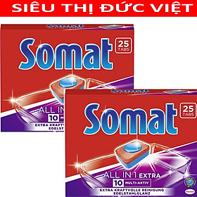 Viên rửa bát somat all in 1 extra 10 multi - aktiv 25 viên đức dùng cho máy rửa bát chén, viên rửa bát somat 25v 10 in 1