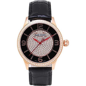 Đồng hồ nữ chính hãng Royal Crown 6118M dây da đen vỏ vàng hồng