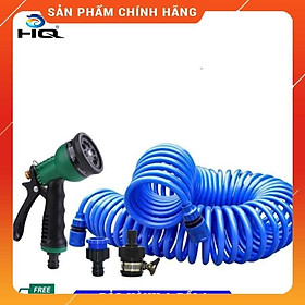 Bộ vòi xịt nước tưới cây đa năng 8 chế độ kèm dây tưới dạng lò xo co dãn 815814 loại 10m