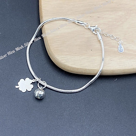 Lắc Tay Nữ Bạc Ta Nguyên Chất S99 Dây Mì Mix Charm Chính Hãng BẠC HIỂU MINH LTU615